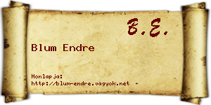 Blum Endre névjegykártya
